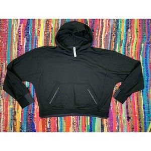 Athleta Women’s Pullover Black Hoodie sweatshirt Size M Medium Zipped Pockets